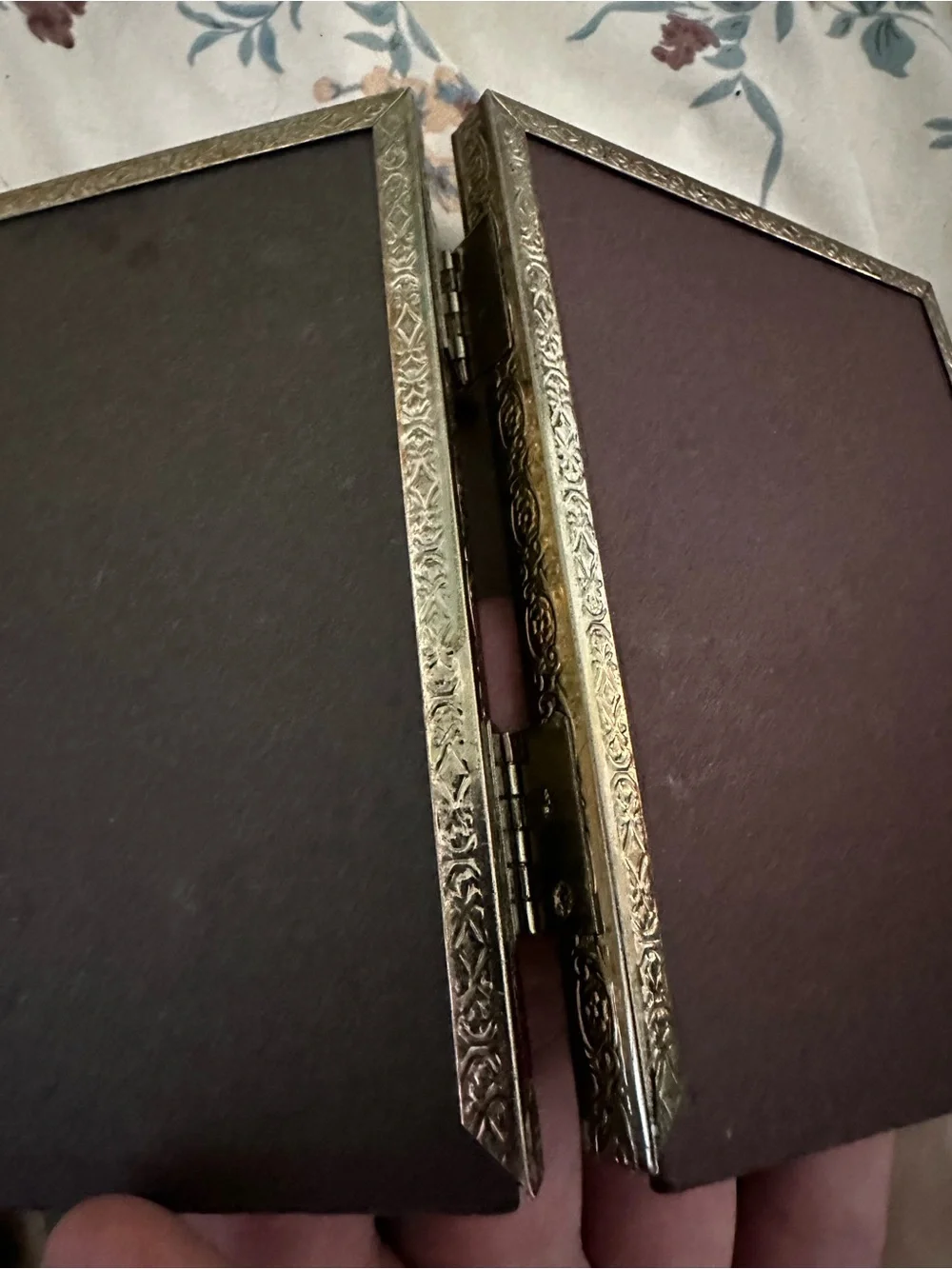 Vintage Double Pocket Picture Frame - Antique Gold